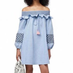 🍭Rebecca Minkoff Embroidered Chambray Goldie Dress, Size Medium